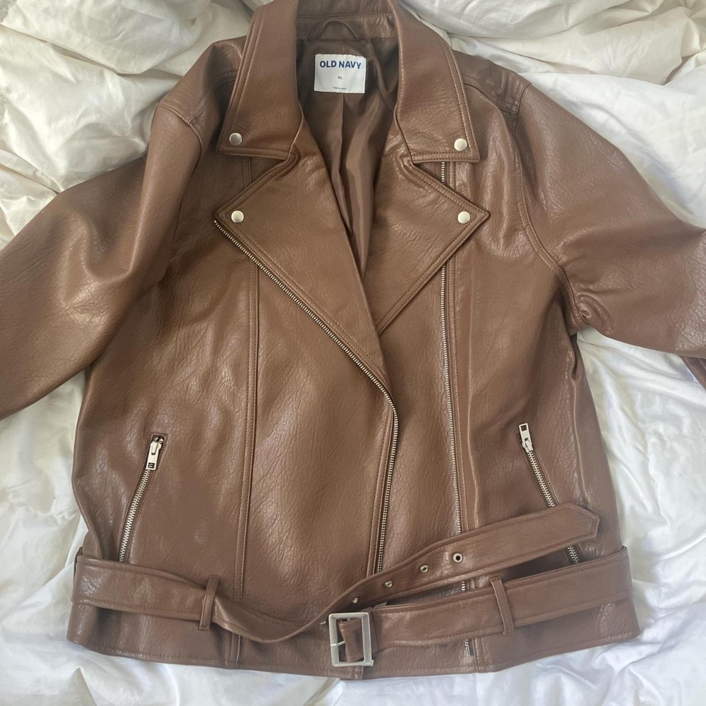 Brown Old Navy leather coat